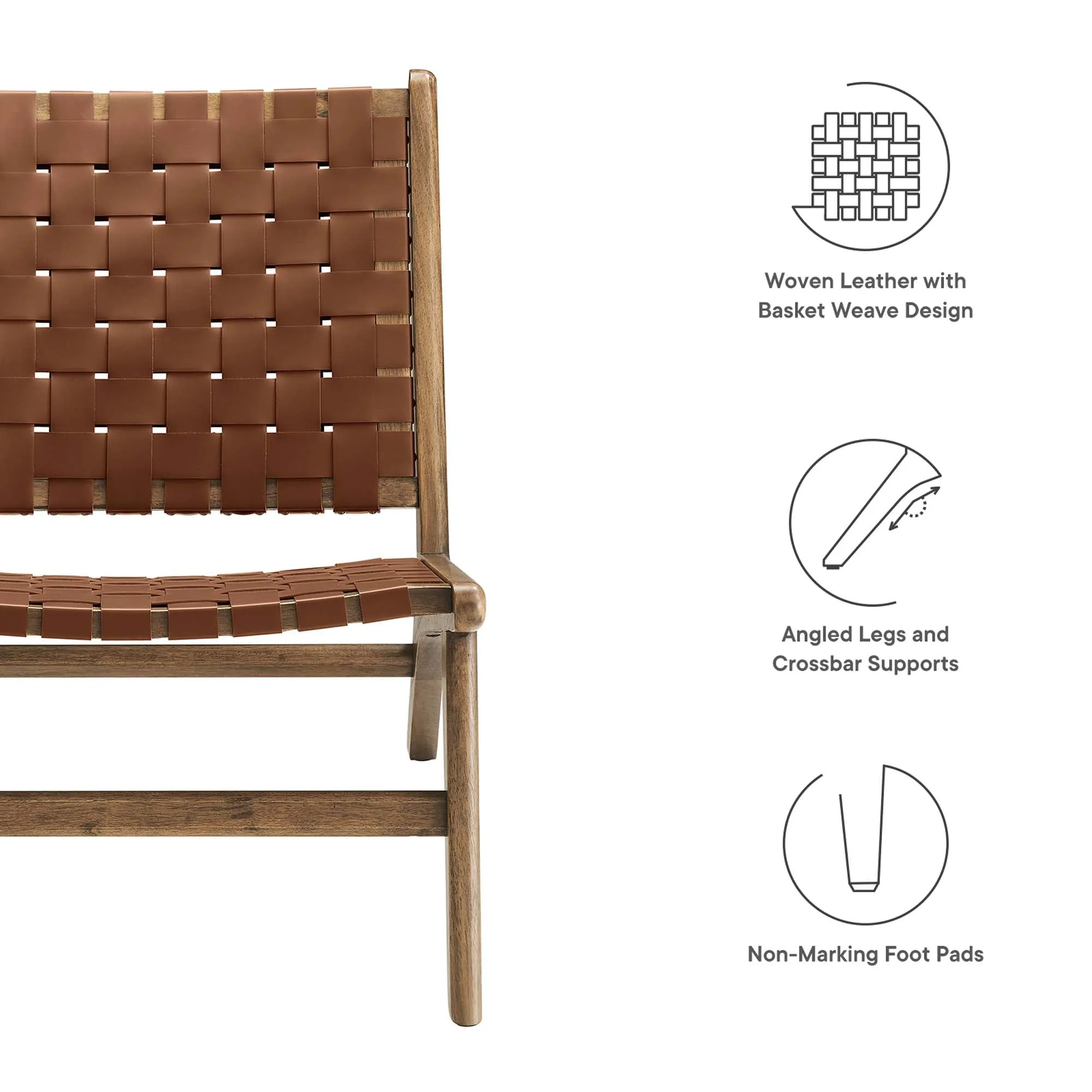 Saoirse Faux Leather Wood Accent Lounge Chair by Modway