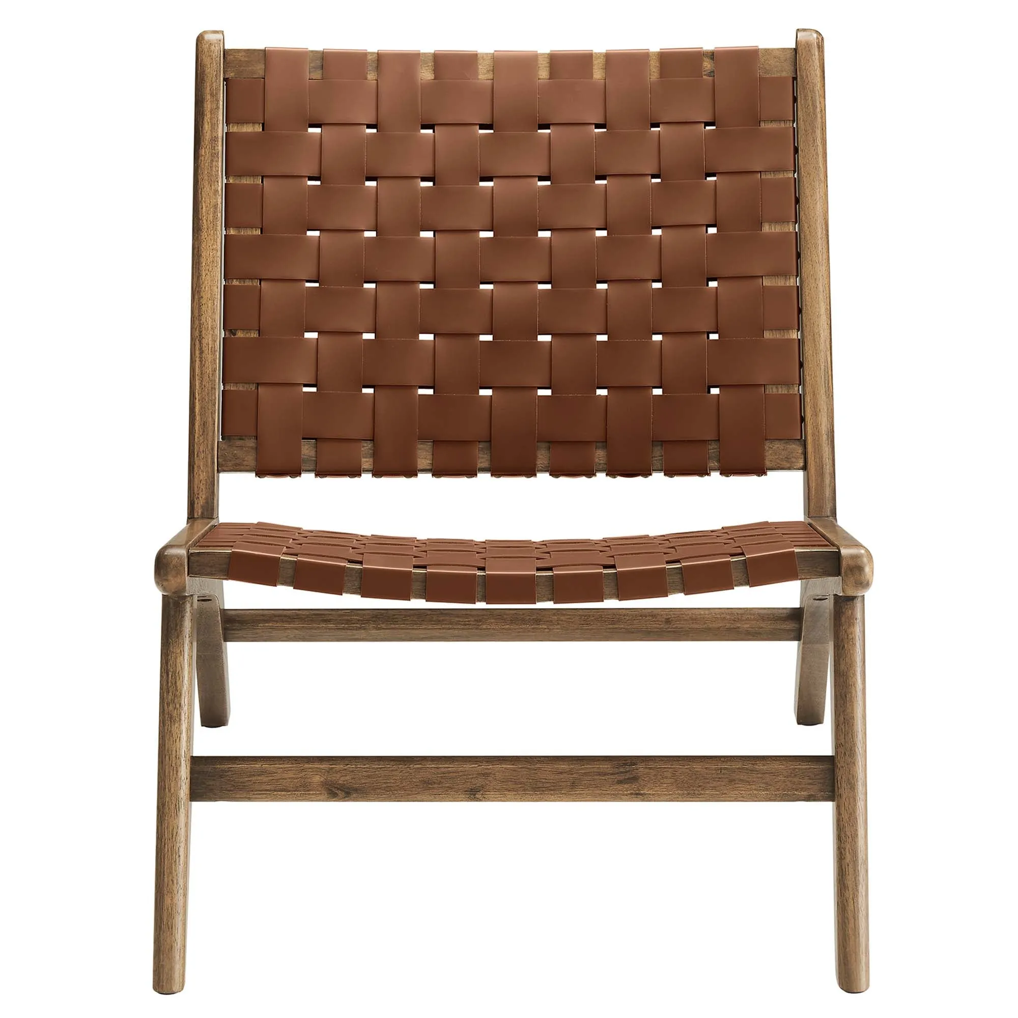 Saoirse Faux Leather Wood Accent Lounge Chair by Modway