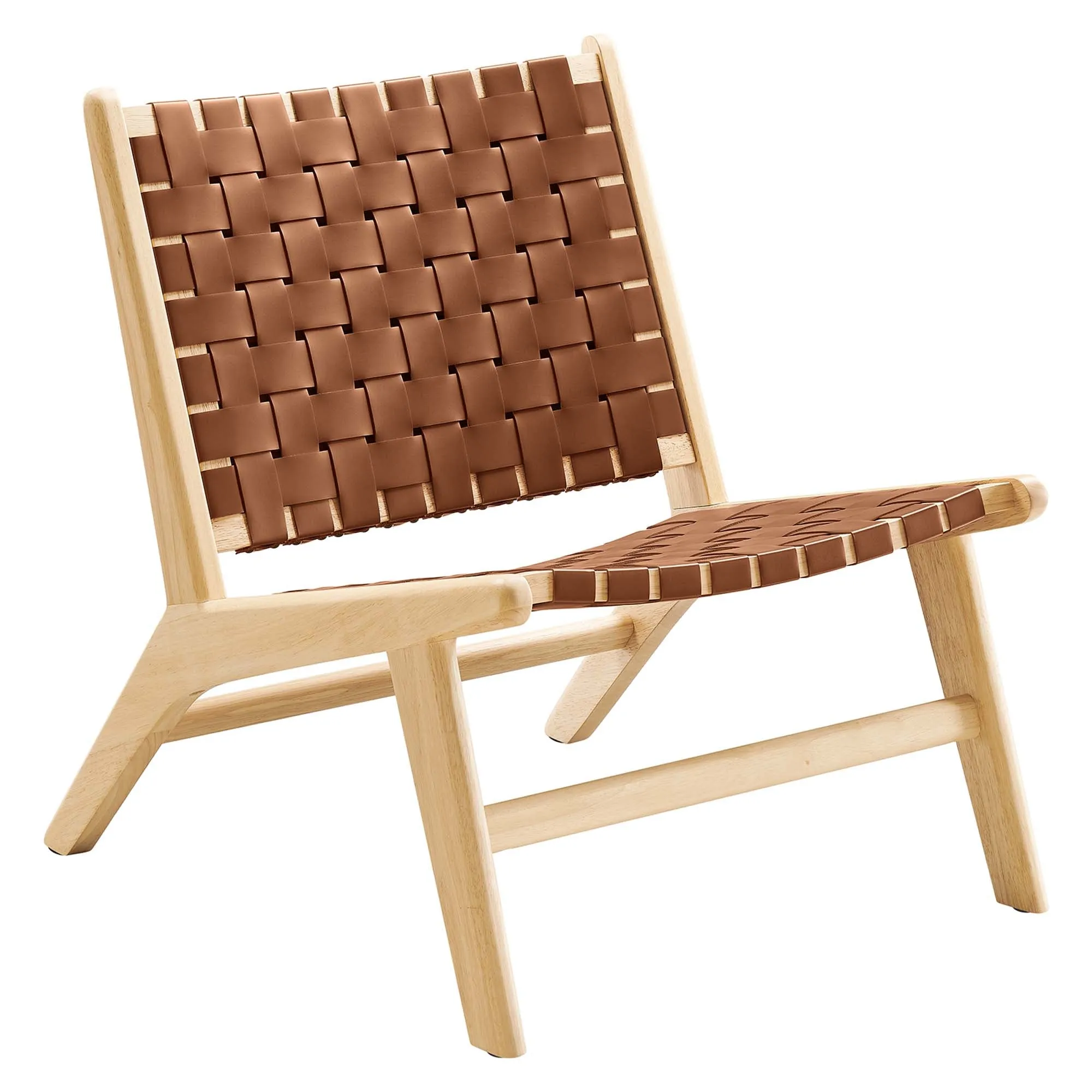 Saoirse Faux Leather Wood Accent Lounge Chair by Modway