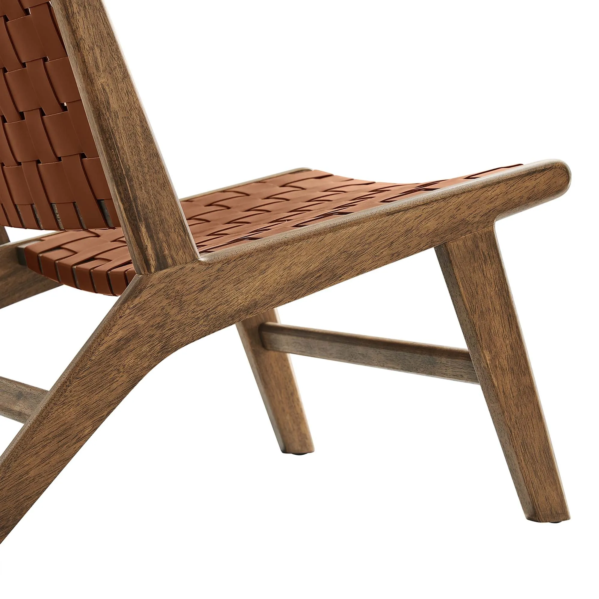 Saoirse Faux Leather Wood Accent Lounge Chair by Modway