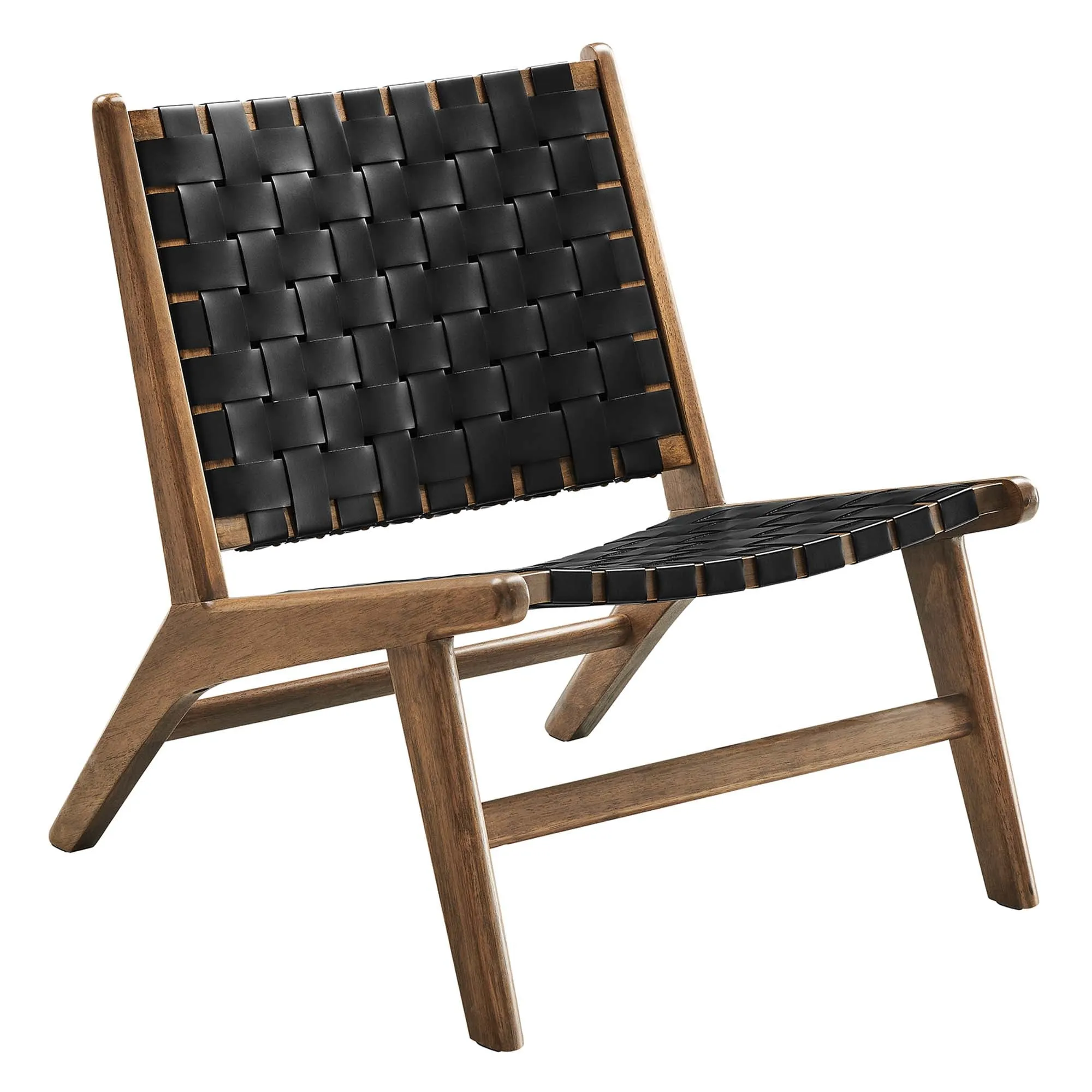 Saoirse Faux Leather Wood Accent Lounge Chair by Modway