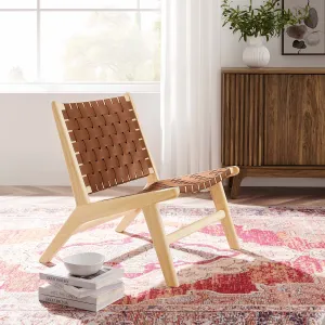Saoirse Faux Leather Wood Accent Lounge Chair by Modway