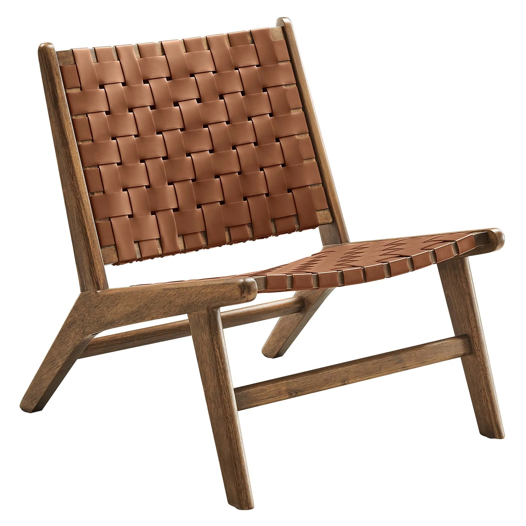 Saoirse Faux Leather Wood Accent Lounge Chair by Modway