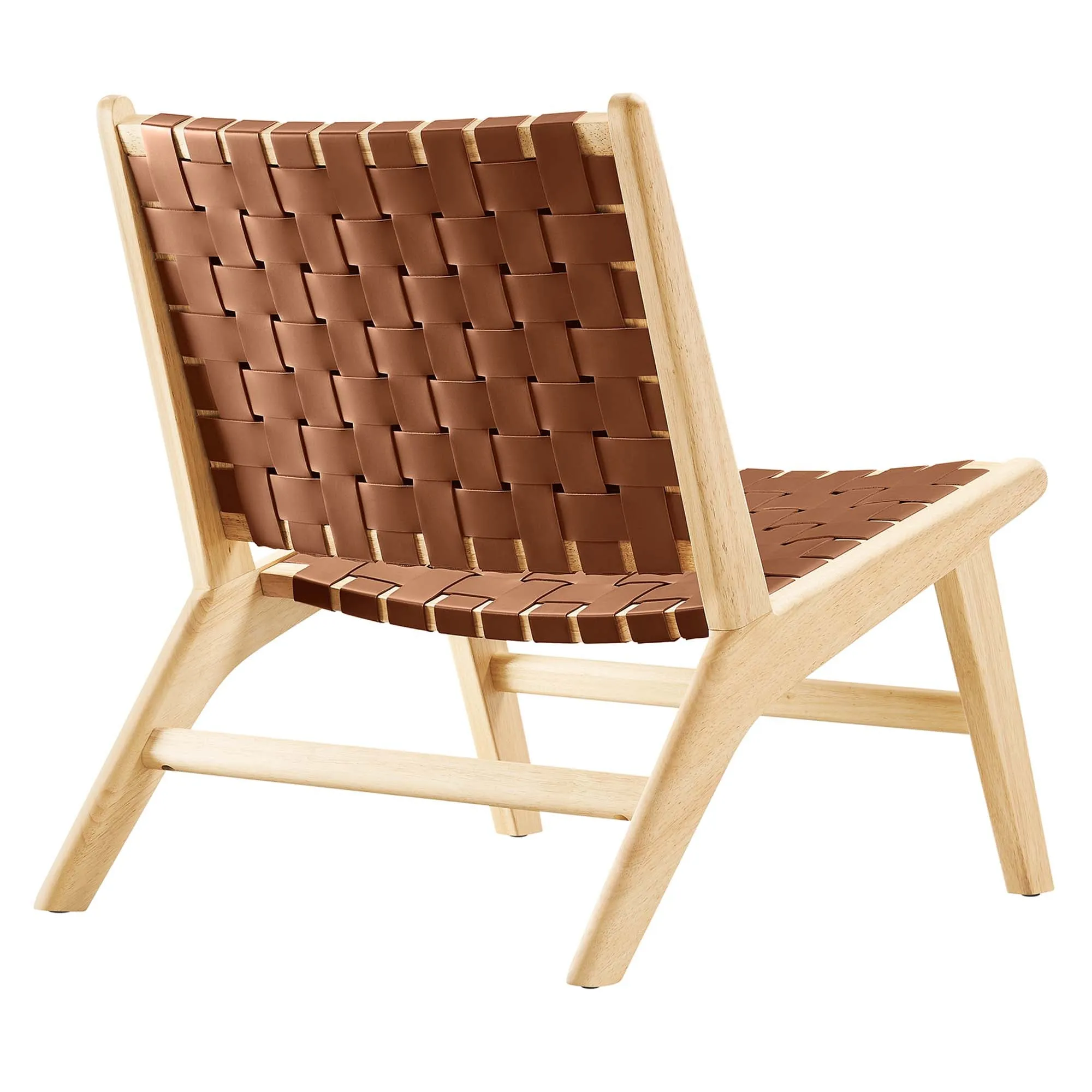 Saoirse Faux Leather Wood Accent Lounge Chair by Modway