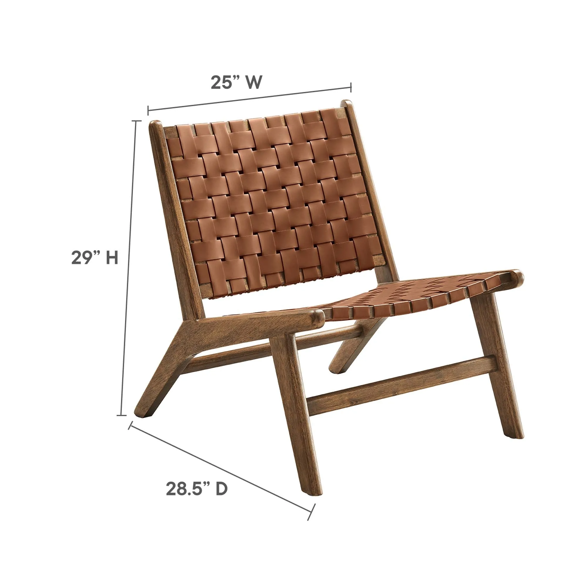 Saoirse Faux Leather Wood Accent Lounge Chair by Modway