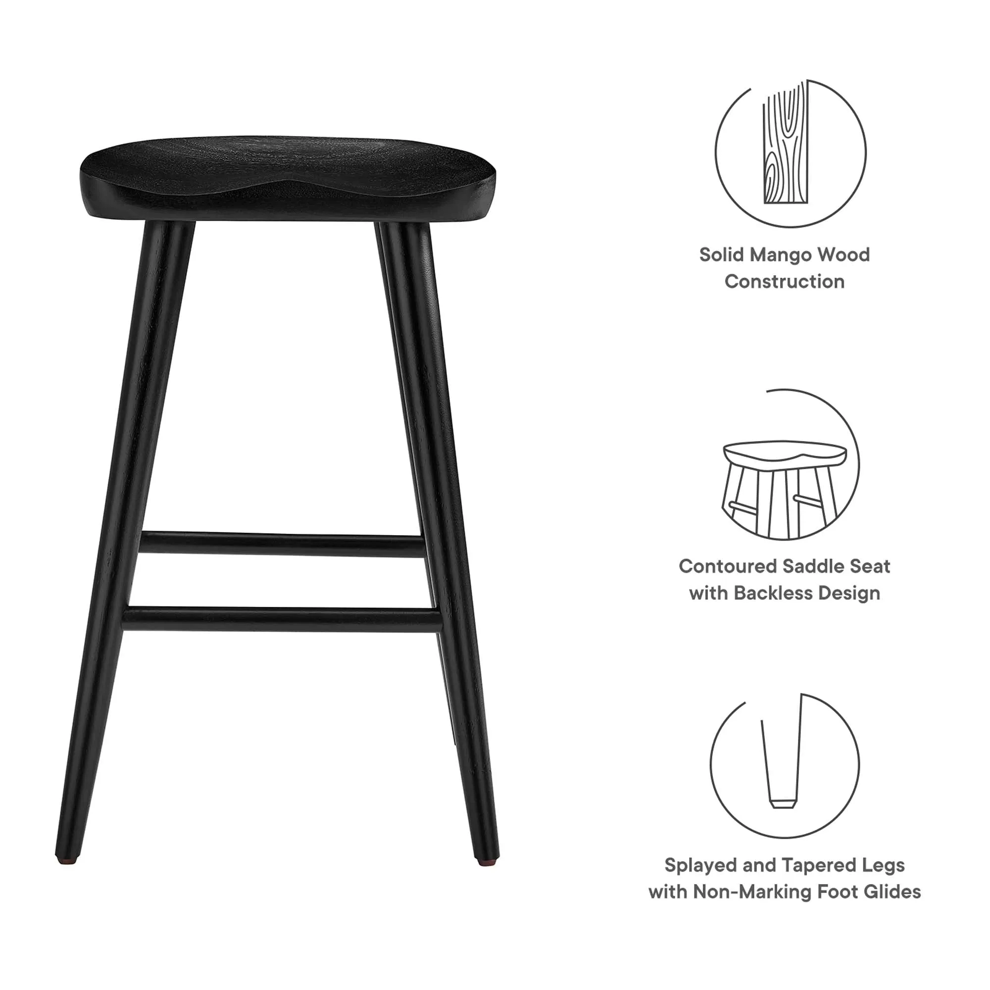 Saville Backless Wood Counter Stools - Set of 2 by Modway