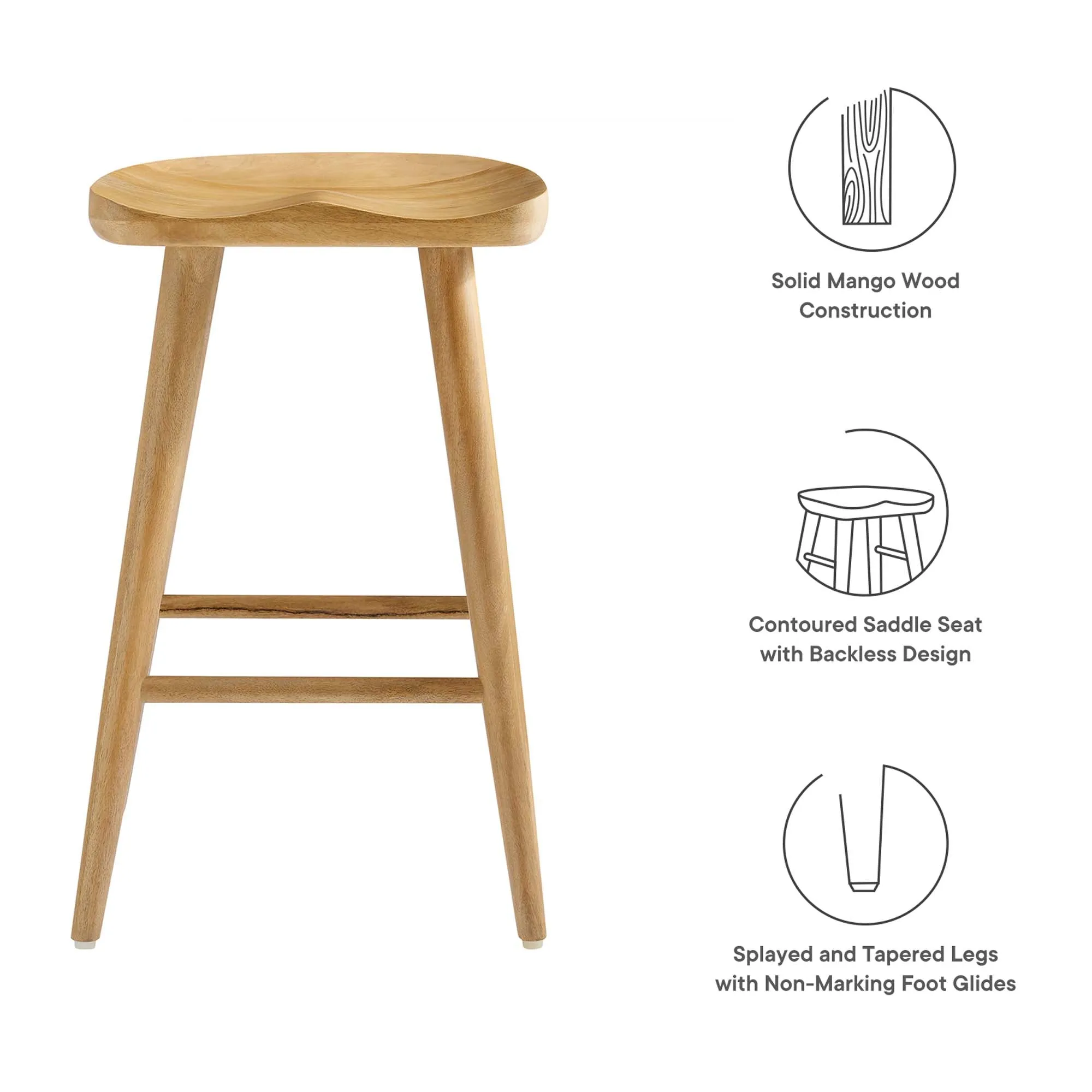 Saville Backless Wood Counter Stools - Set of 2 by Modway