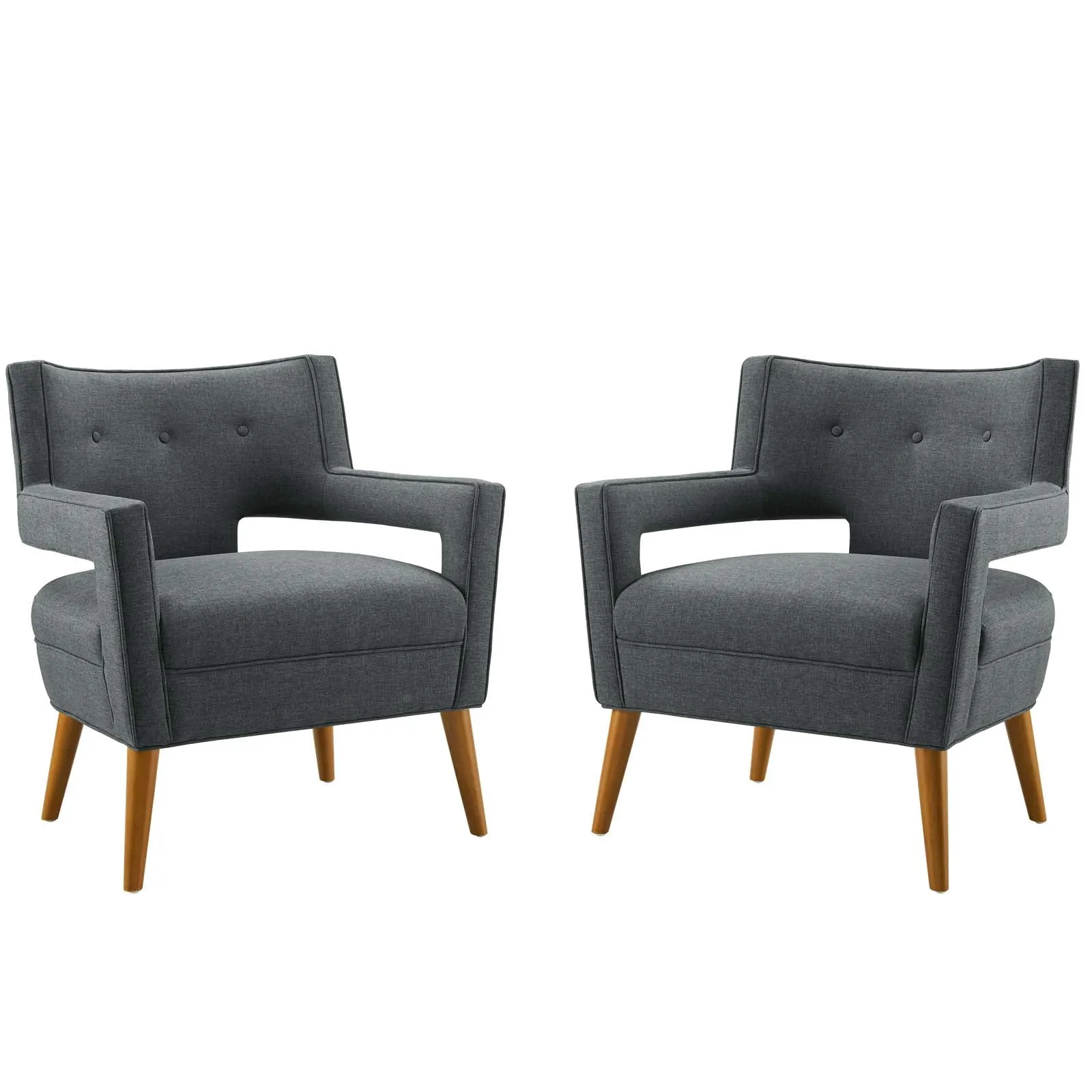 Sheer Upholstered Fabric Armchair Set of 2 by Modway