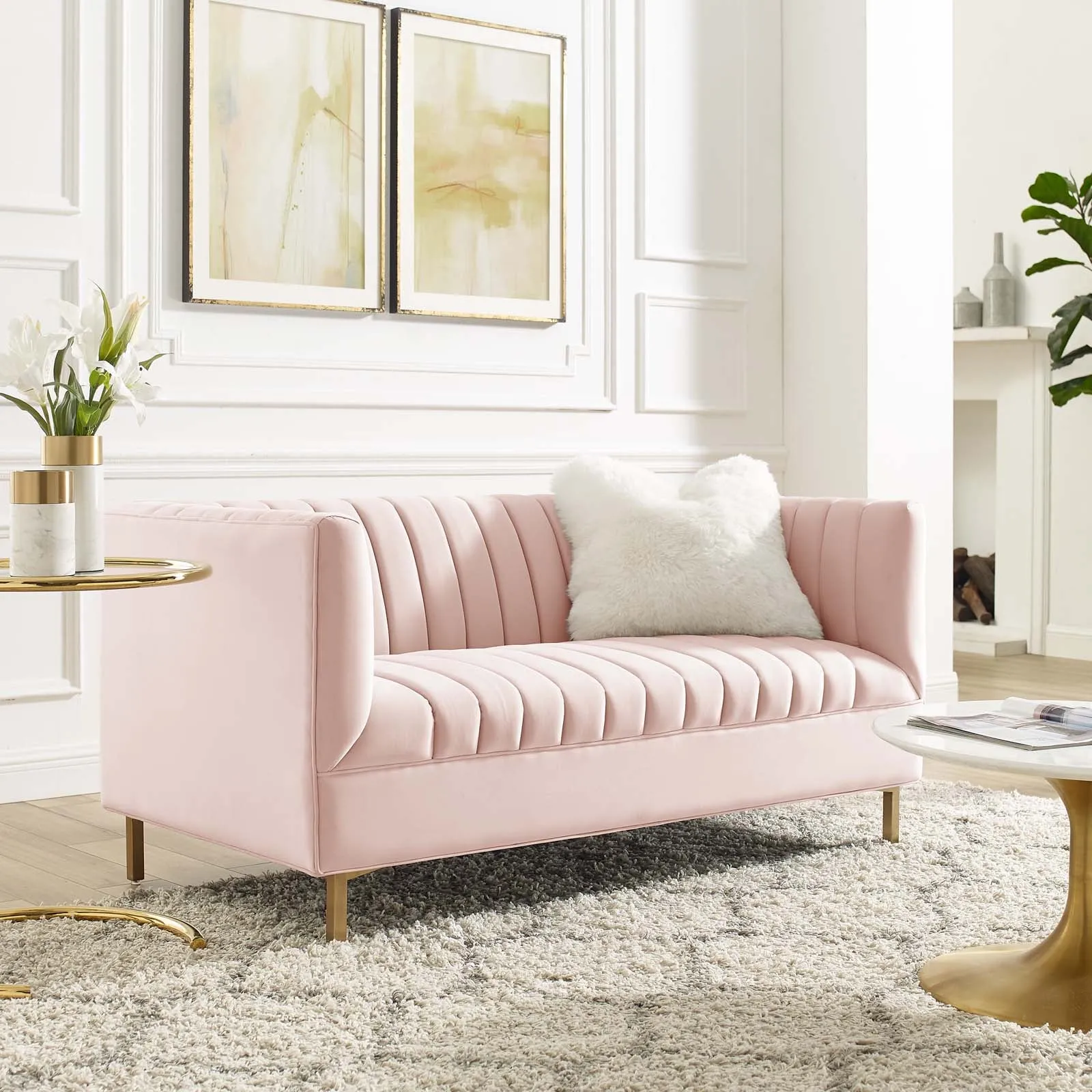 Shift Channel Tufted Performance Velvet Loveseat by Modway