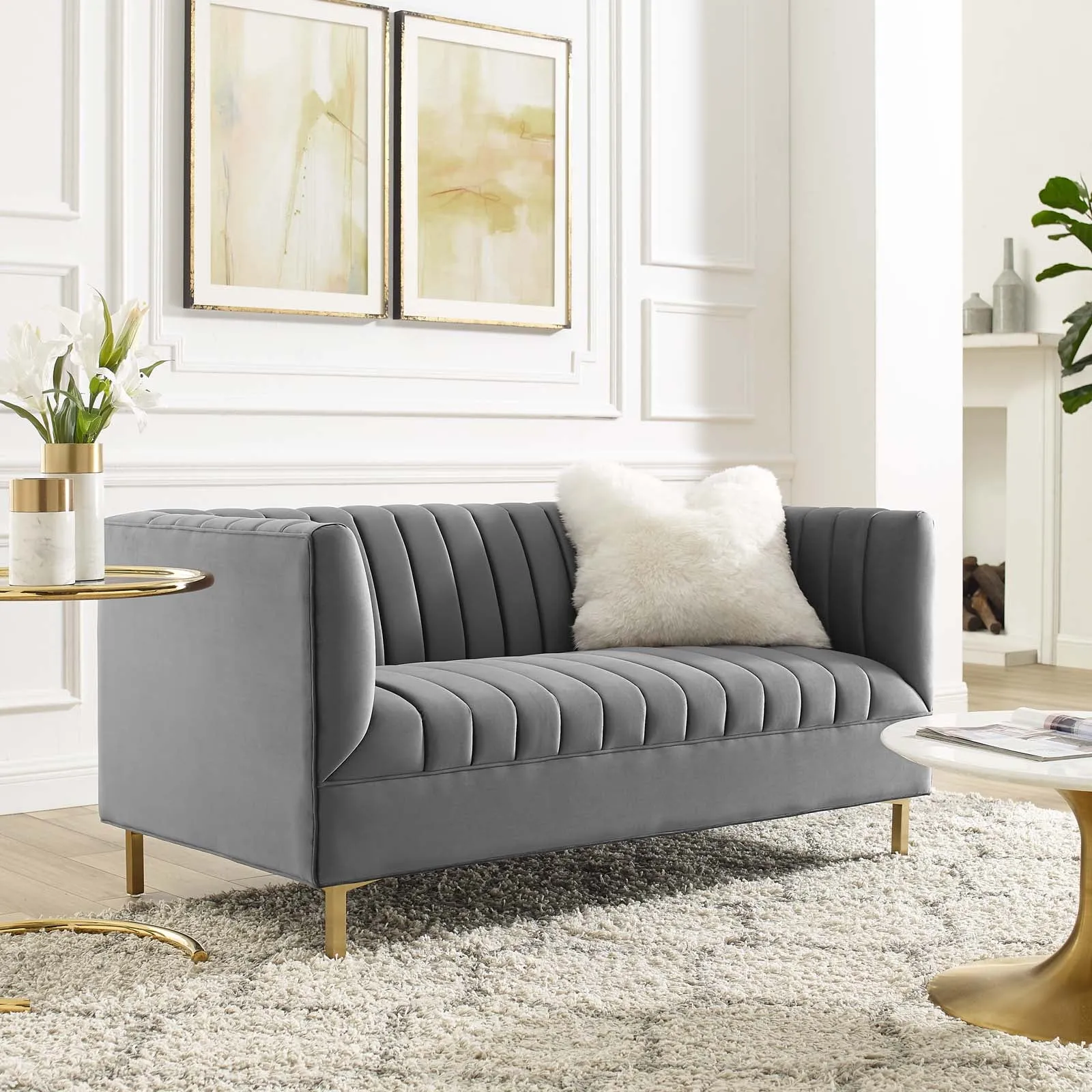 Shift Channel Tufted Performance Velvet Loveseat by Modway