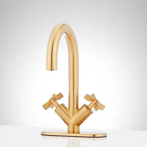 Signature Hardware 35cac6d4-bb8e-4121-8dca-1af17cd37ab8 Vassor 8 in. Single Hole Bathroom Faucet Brushed Nickel with Pop-Up Drain