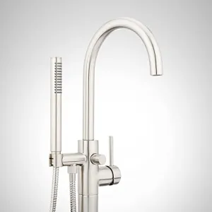 Signature Hardware 4413726 Lexia Floor Mounted Tub Filler Faucet - Brushed Nickel with Hand Shower