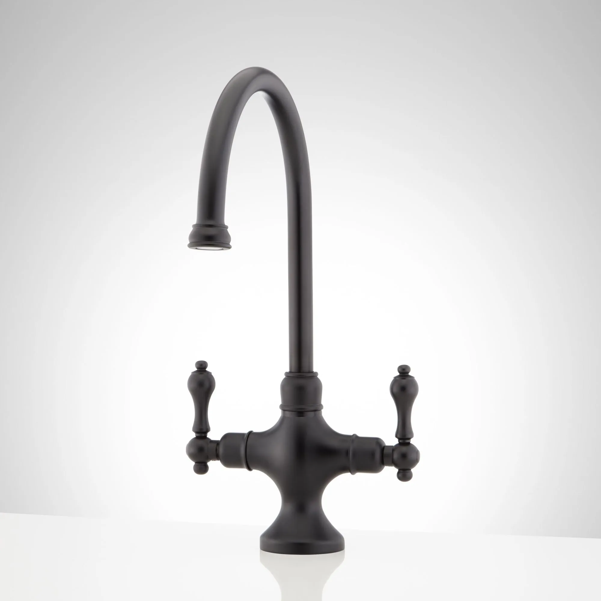 Signature Hardware 482587 Isabel 1.8 GPM Double Handle Single Hole Bar and Kitchen Faucet, Matte Black