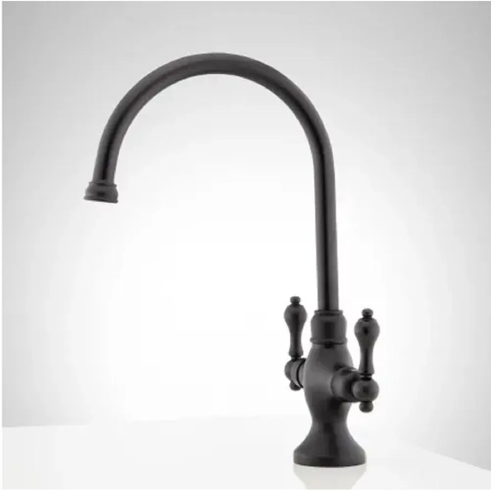 Signature Hardware 482587 Isabel 1.8 GPM Double Handle Single Hole Bar and Kitchen Faucet, Matte Black