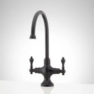 Signature Hardware 482587 Isabel 1.8 GPM Double Handle Single Hole Bar and Kitchen Faucet, Matte Black