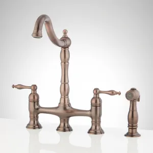 Signature Hardware 497565 1.75 GPM Double Handle Bridge Kitchen Faucet with Side Spray, Oil Rubbed Bronze
