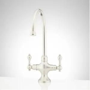 Signature Hardware RS-029D-BN Isabel Gooseneck Faucet with Metal Lever Handles - Brushed Nickel