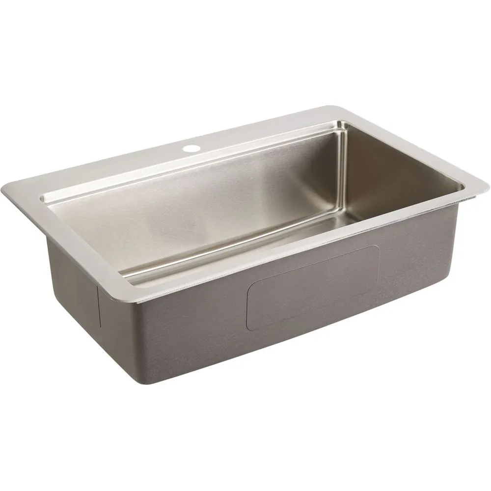 Signature Hardware SH229042SS Melbrook 33" Drop In Single Basin Stainless Steel Kitchen Sink w/Single Faucet