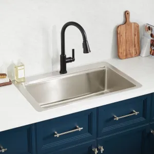 Signature Hardware SH229042SS Melbrook 33" Drop In Single Basin Stainless Steel Kitchen Sink w/Single Faucet