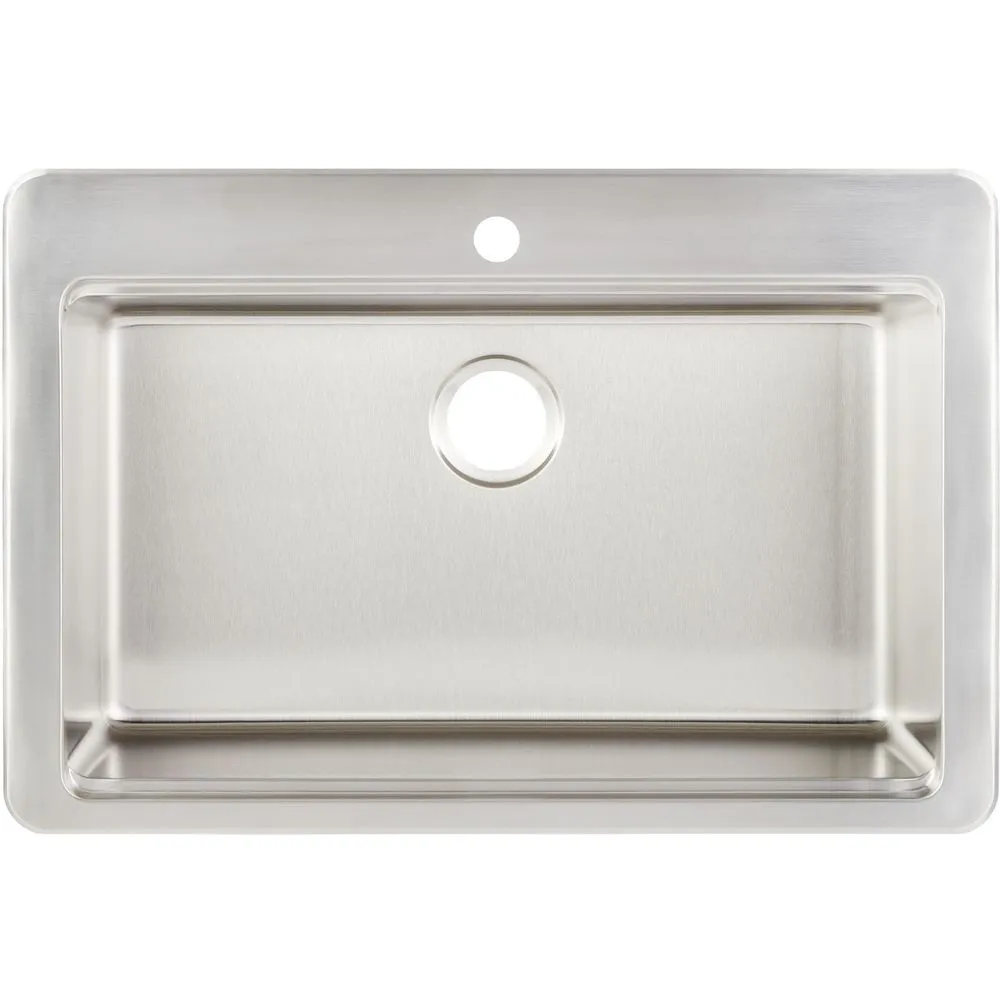 Signature Hardware SH229042SS Melbrook 33" Drop In Single Basin Stainless Steel Kitchen Sink w/Single Faucet