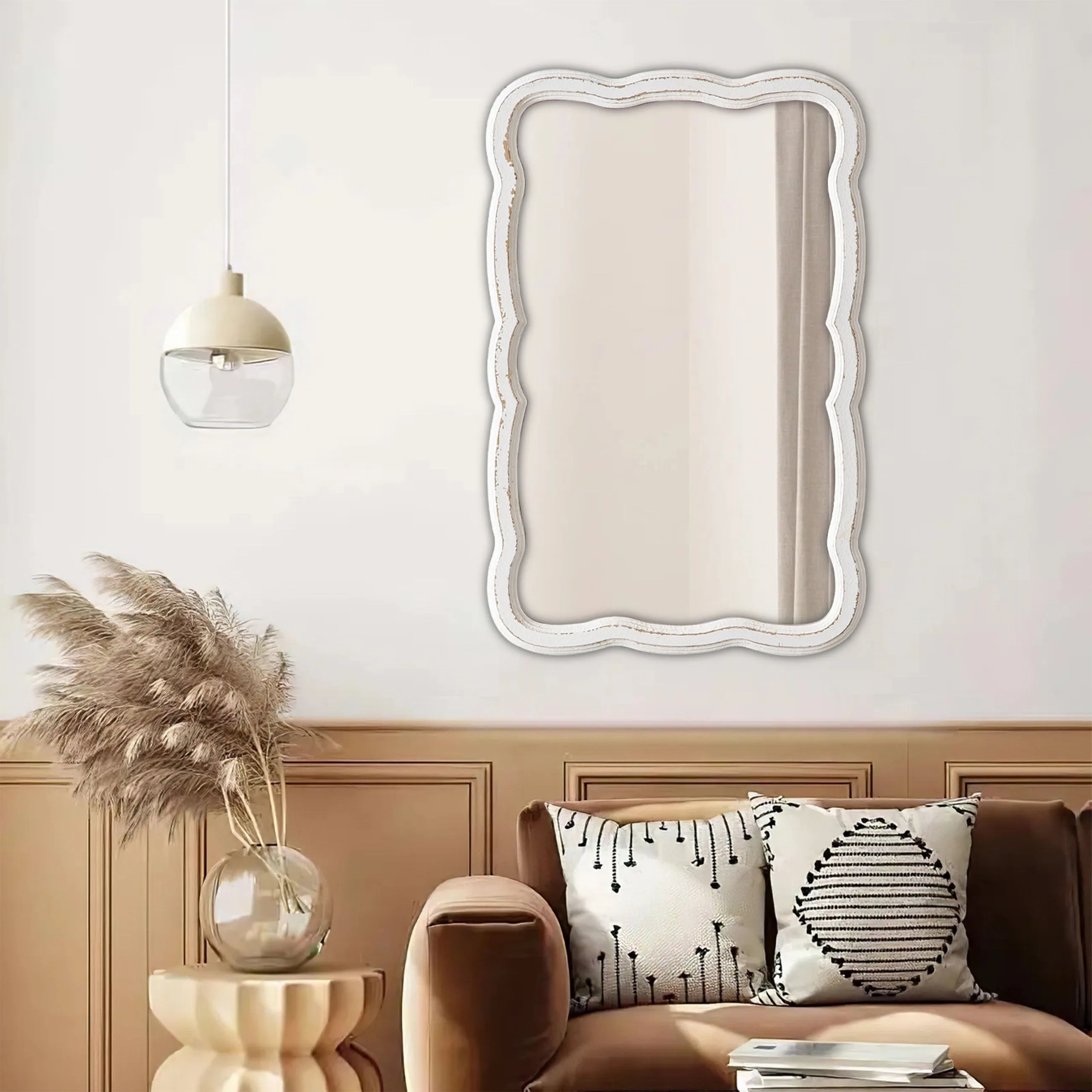 Sintosin WW2104 Rustic Wooden Oblong Framed Mirrors for Wall