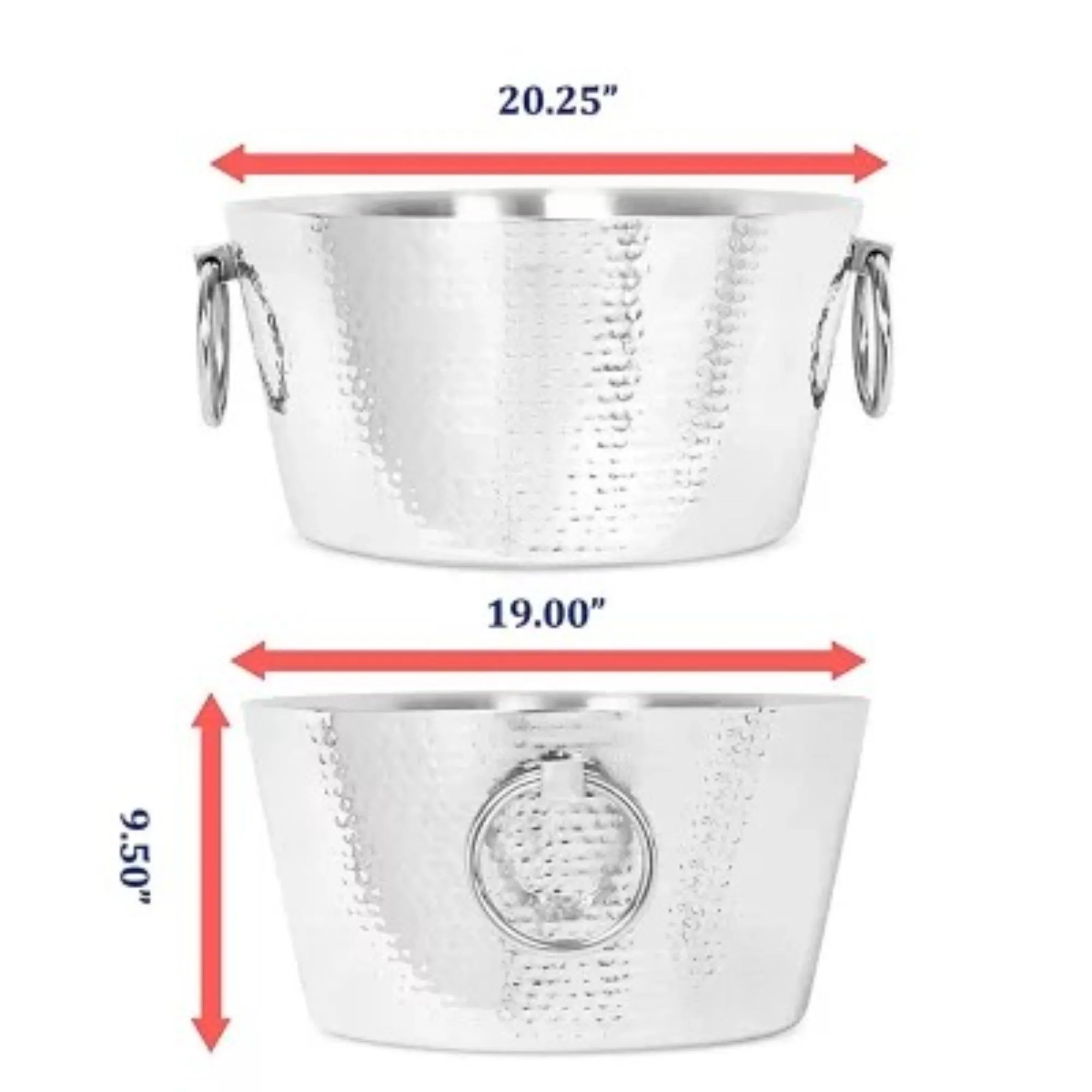 SKI 30 Quart Hammered Double Walled Stainless Steel Beverage Tub