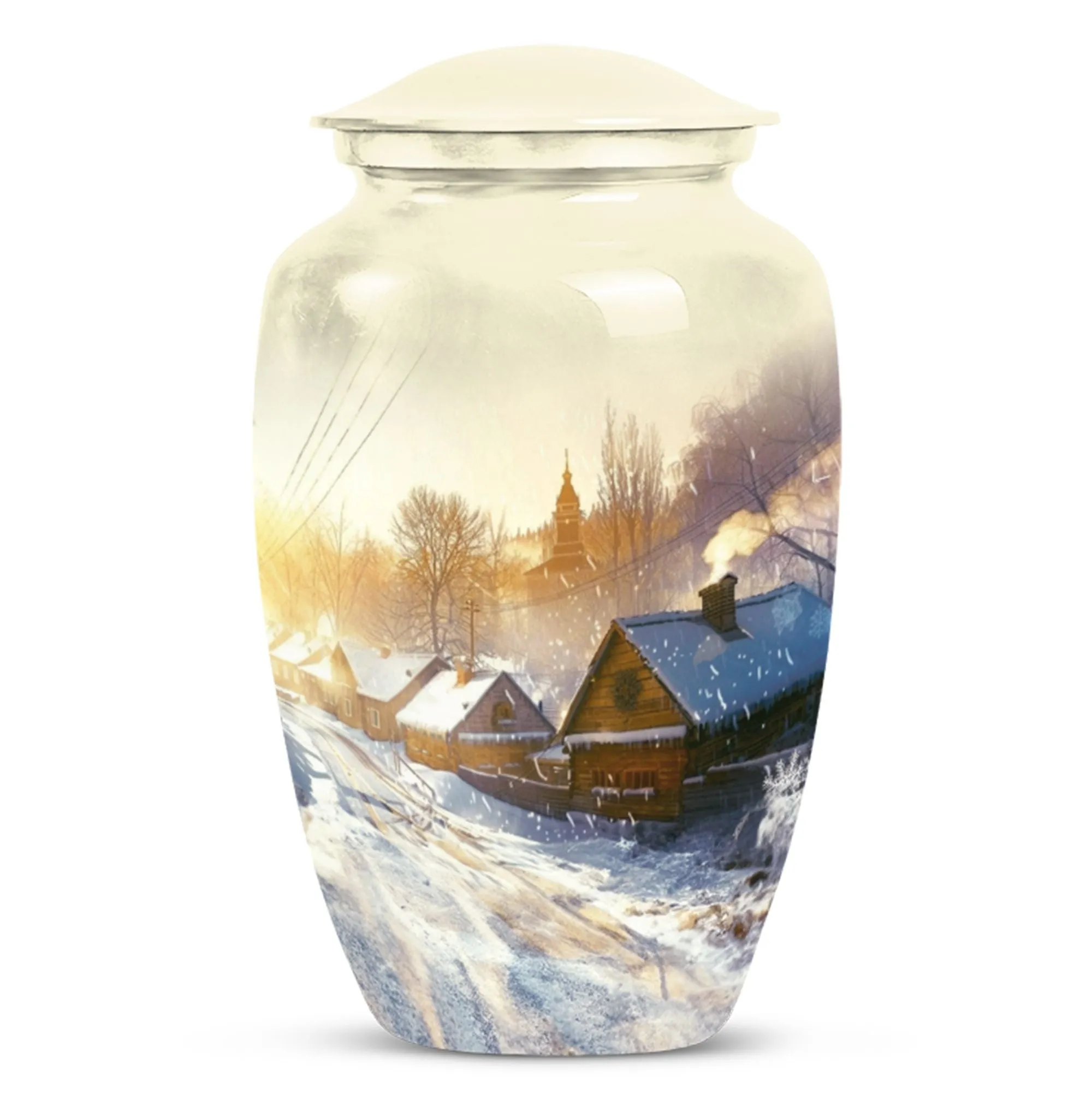 Snowflakes Touch Large Urn: Unmatched Elegance for Memories
