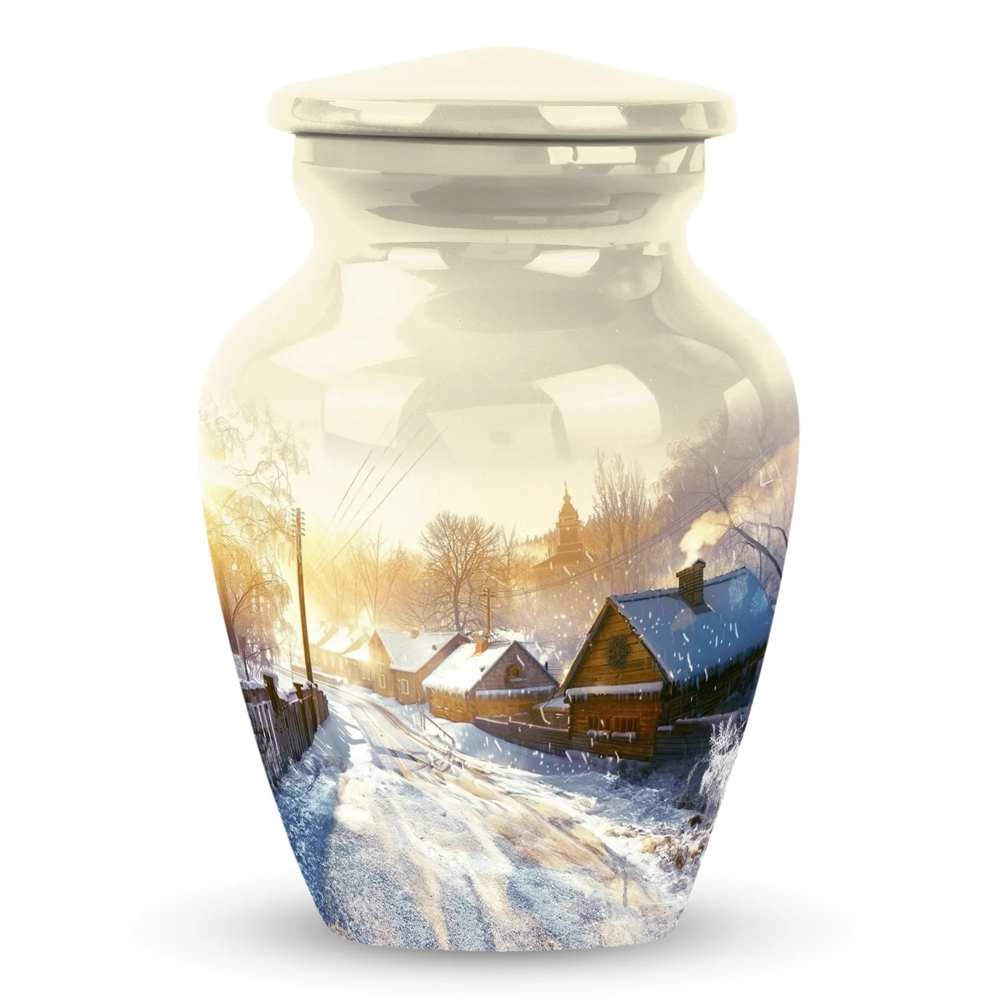 Snowflakes Touch Large Urn: Unmatched Elegance for Memories
