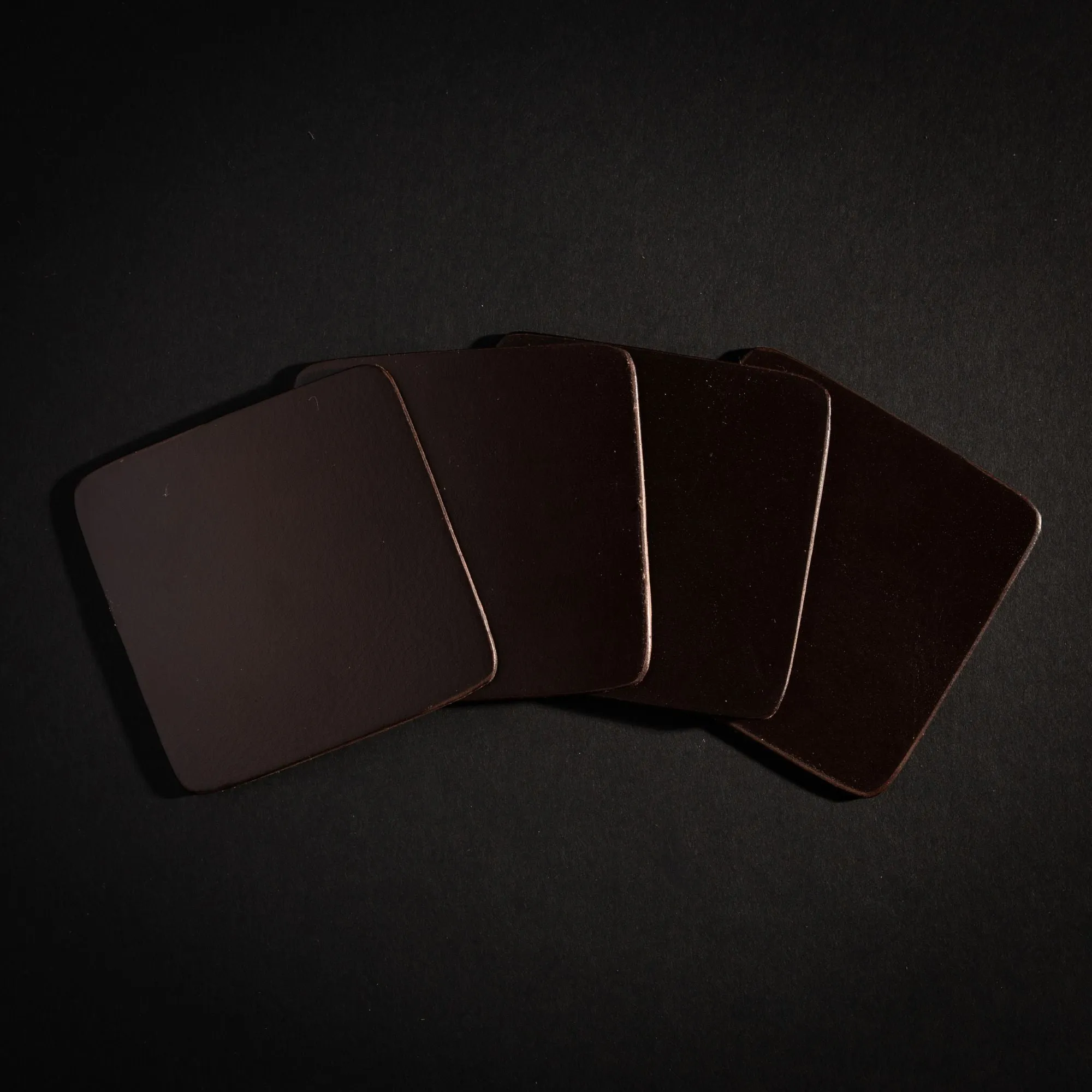 Square Coasters - Cognac Distressed Leather Coasters - Made in Canada