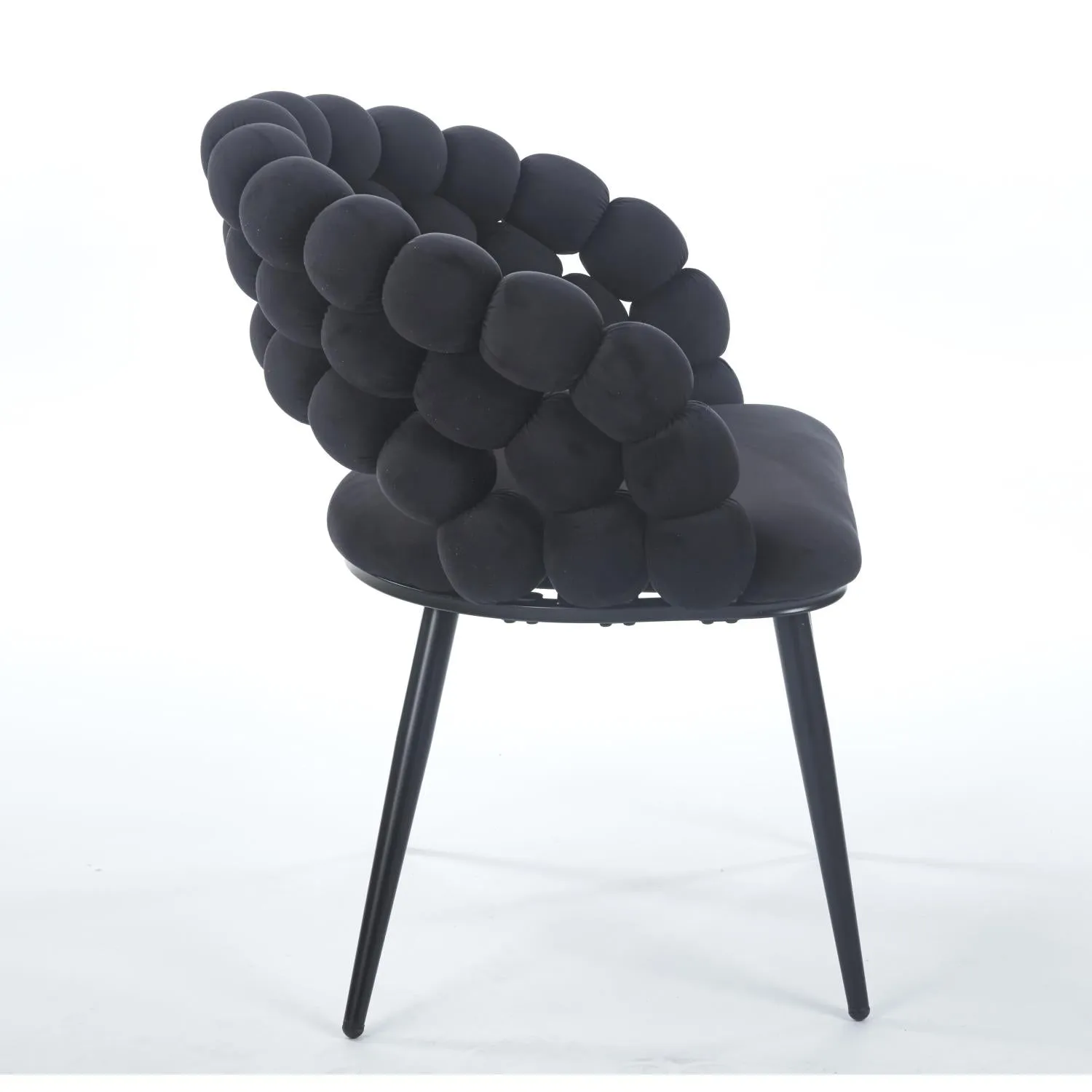 Streamdale Black Modern Chairs (Set of 2), Golden Legs, Cushioned