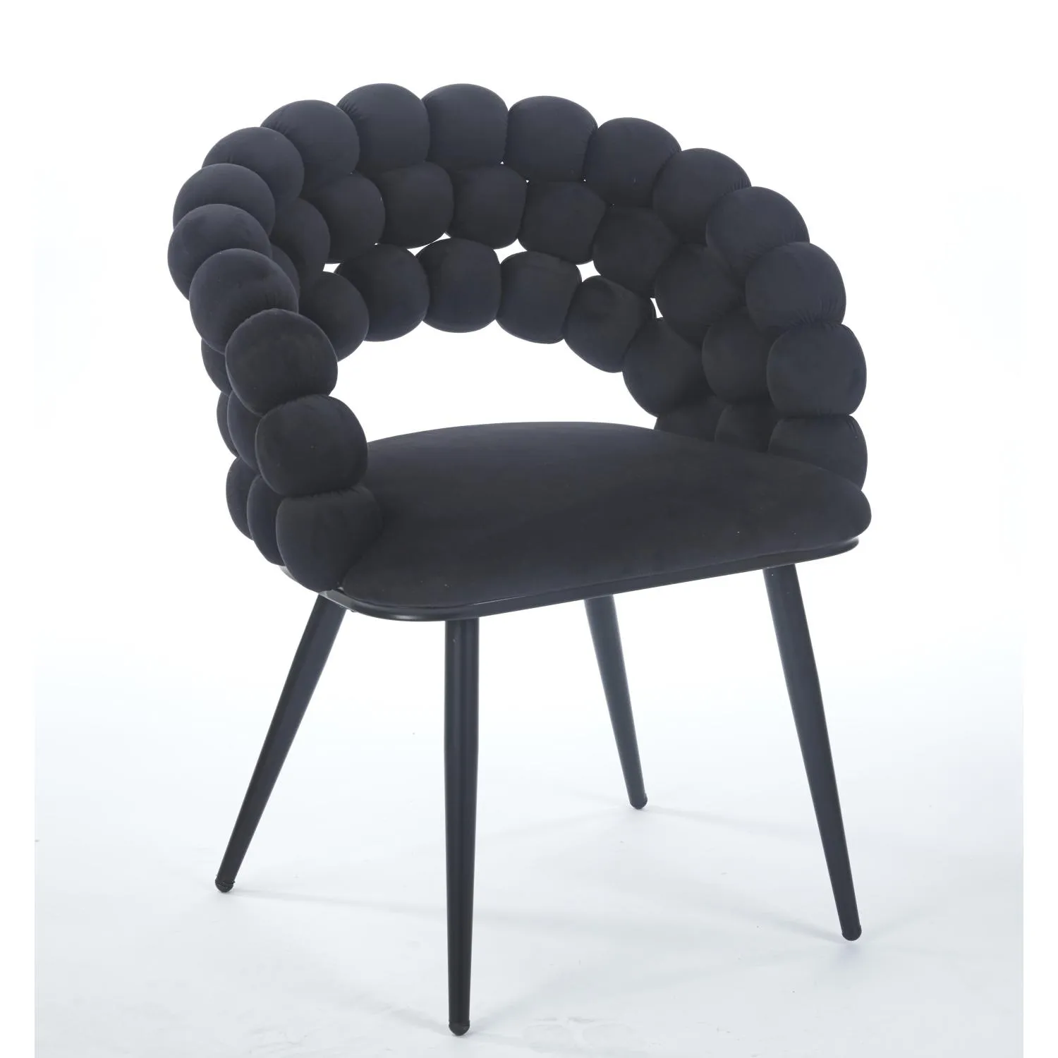 Streamdale Black Modern Chairs (Set of 2), Golden Legs, Cushioned