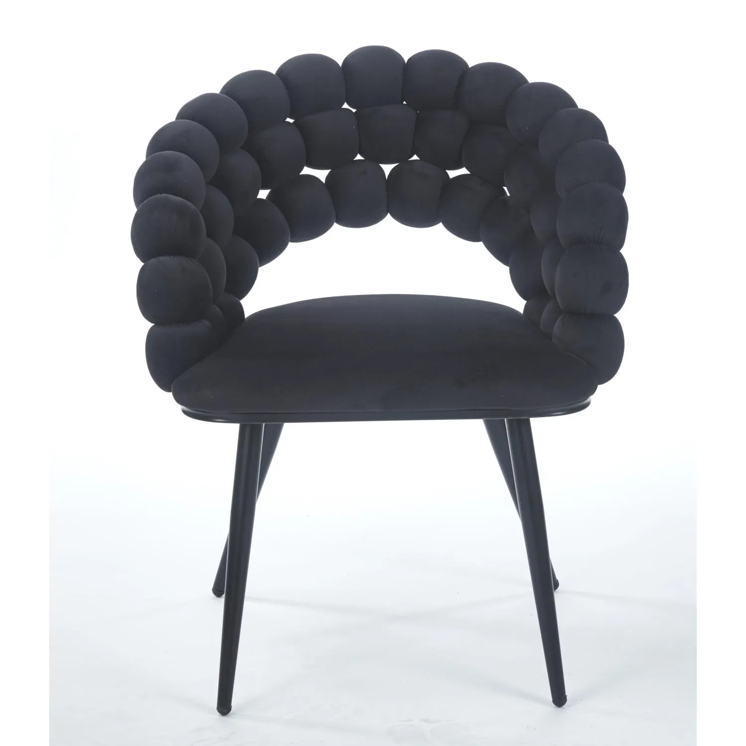Streamdale Black Modern Chairs (Set of 2), Golden Legs, Cushioned