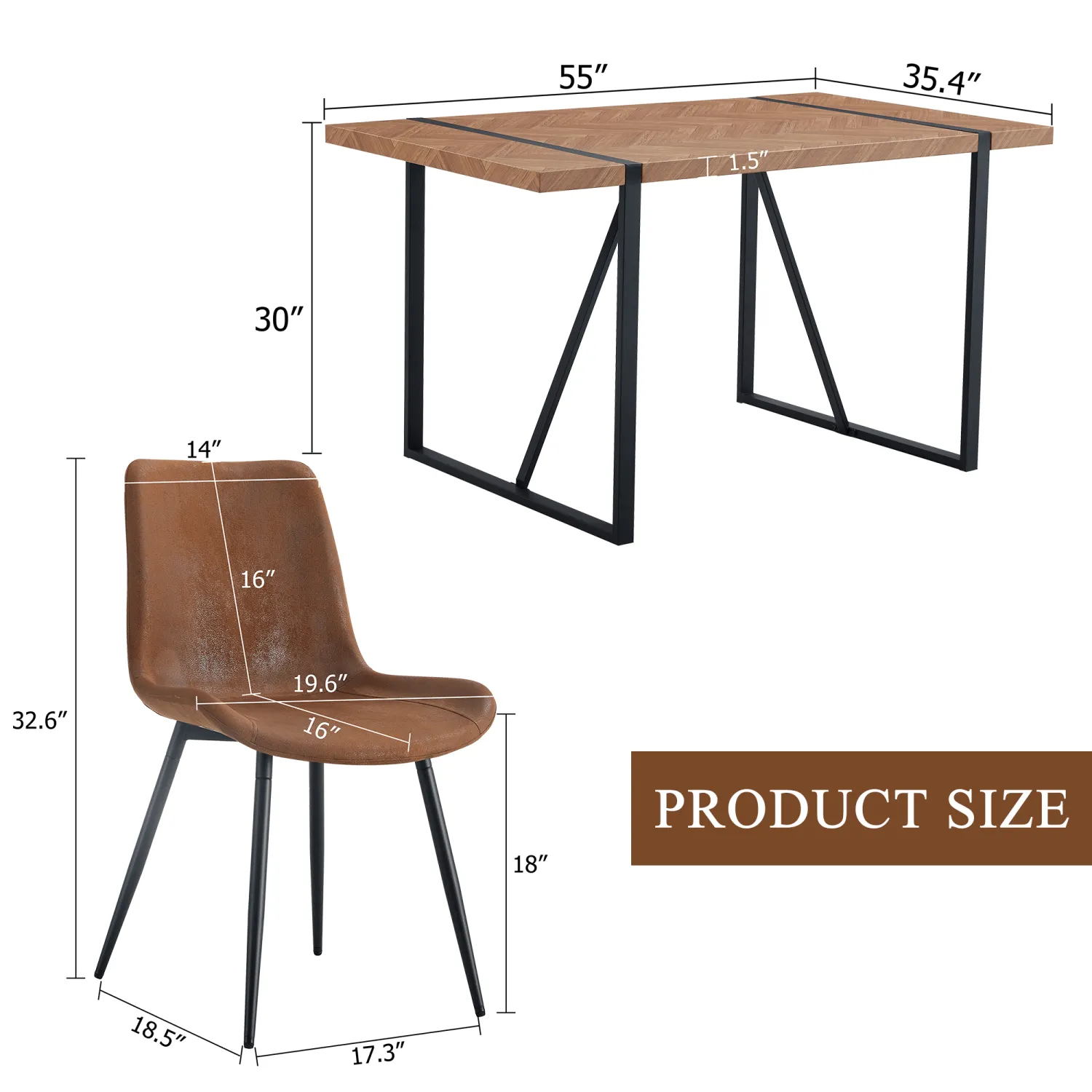 Streamdale Retro Wood Table & 4 Brown Tech-Fabric Chairs