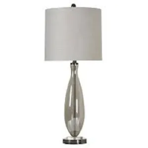 StyleCraft Home Collection L32109DS 33.5-in Black Nickel Incandescent 3-Way Table Lamp with Fabric Shade