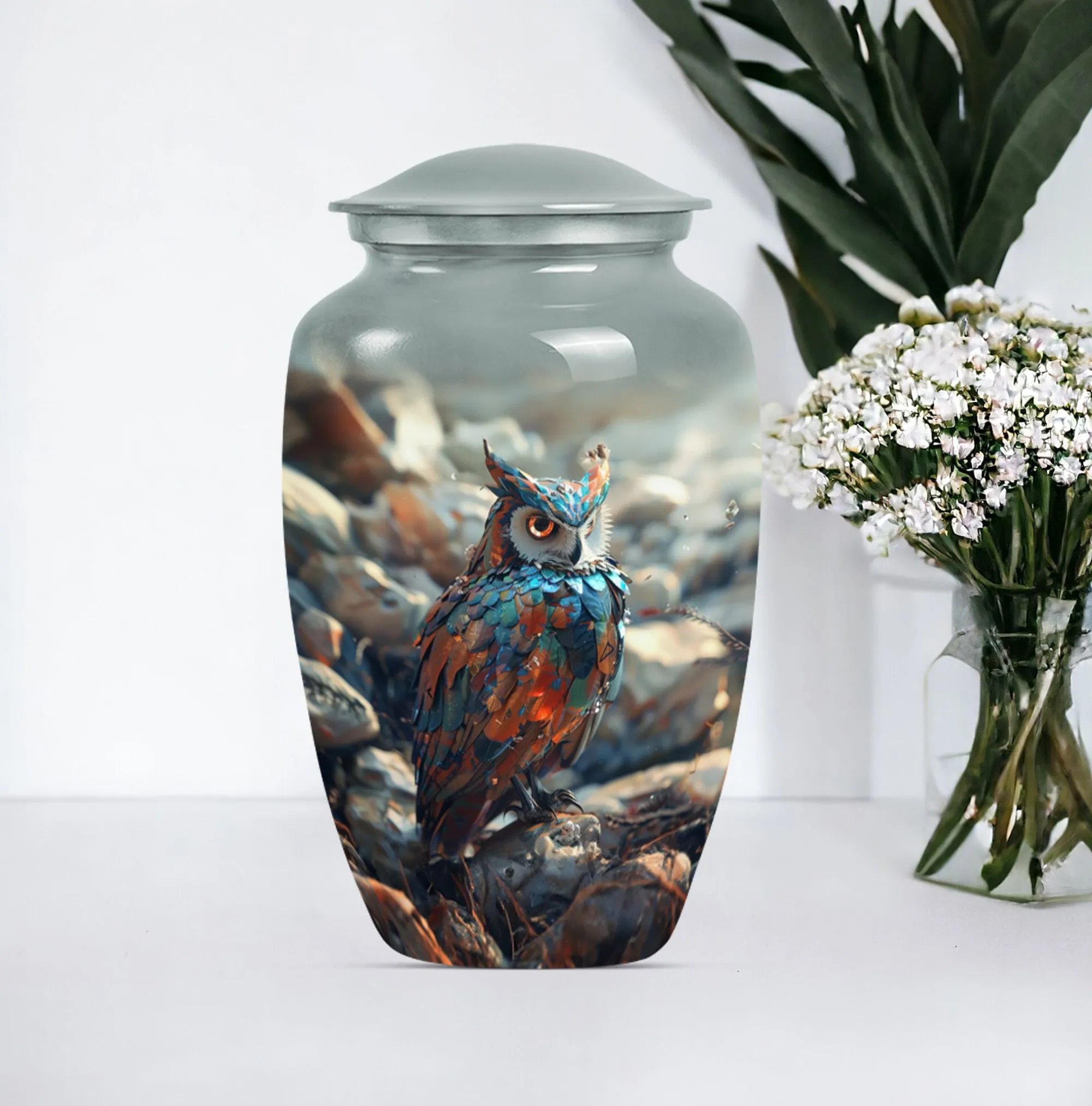 Timeless Owl Urn Tribute: Adult Male Memorial Ashes Keeper