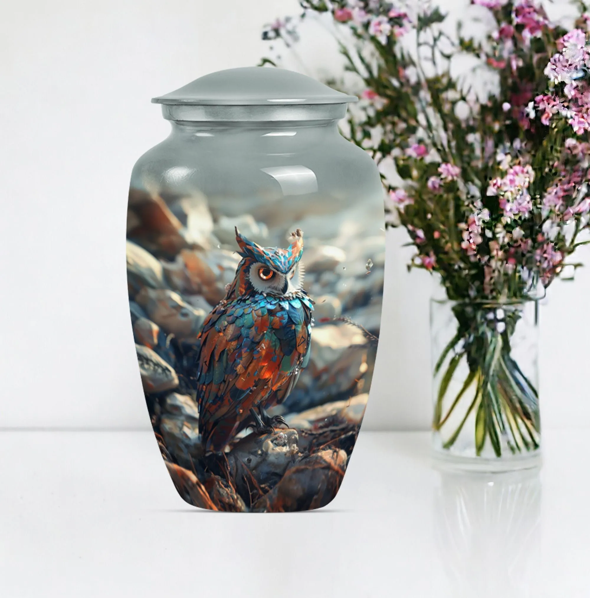 Timeless Owl Urn Tribute: Adult Male Memorial Ashes Keeper