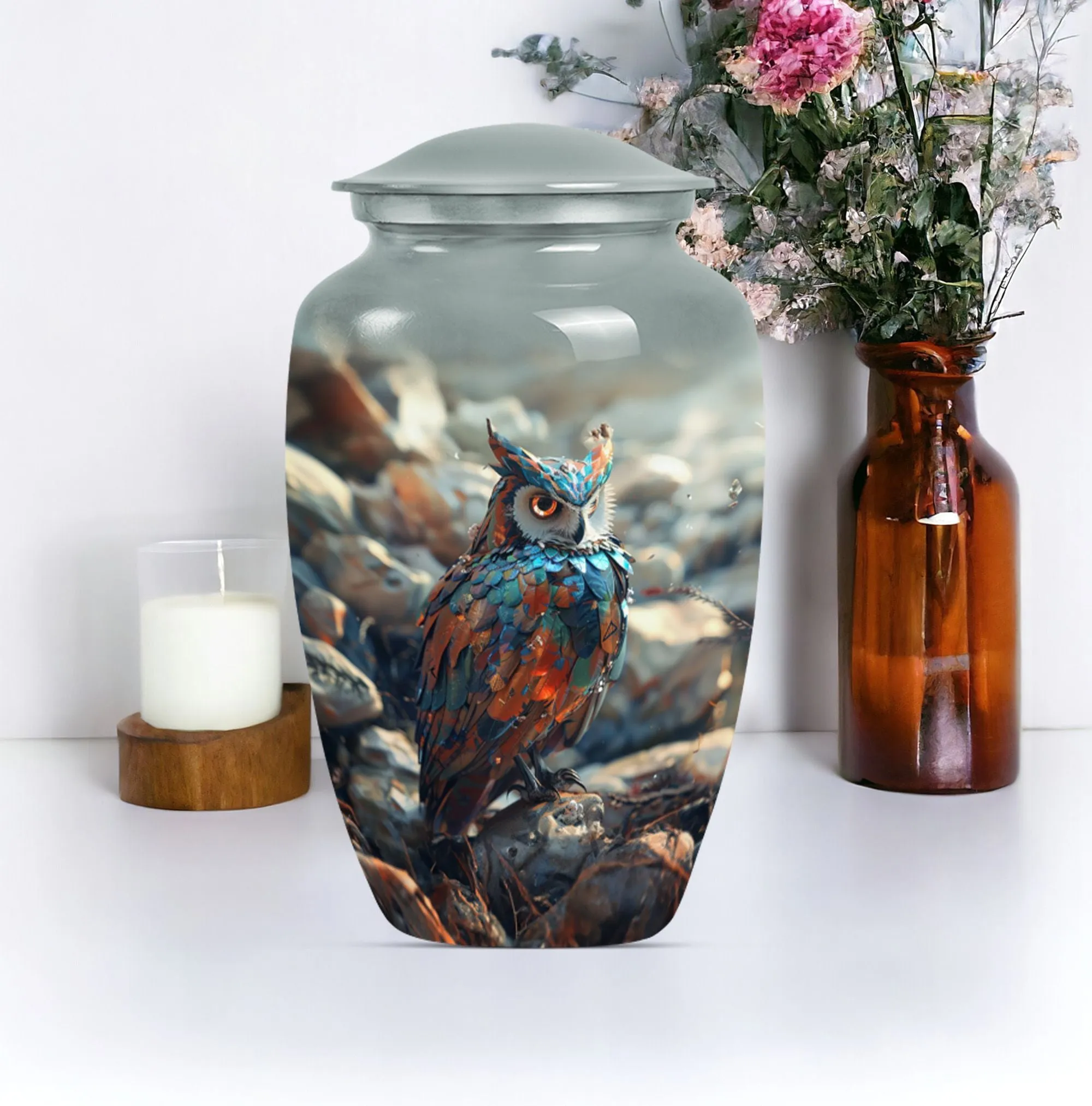 Timeless Owl Urn Tribute: Adult Male Memorial Ashes Keeper