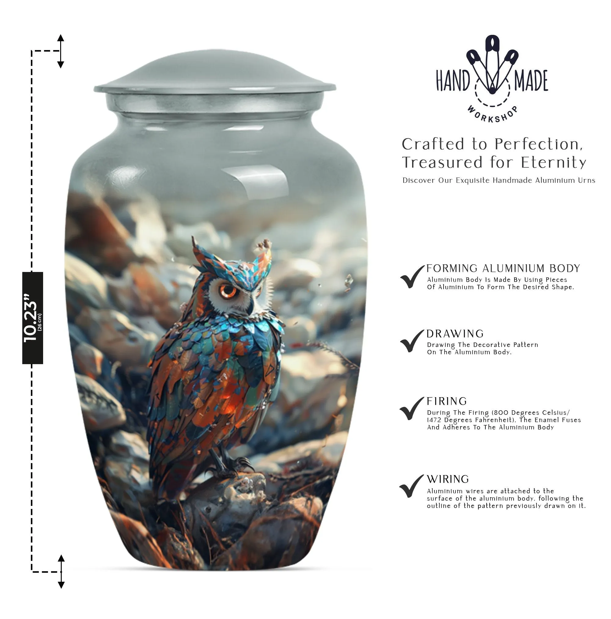 Timeless Owl Urn Tribute: Adult Male Memorial Ashes Keeper