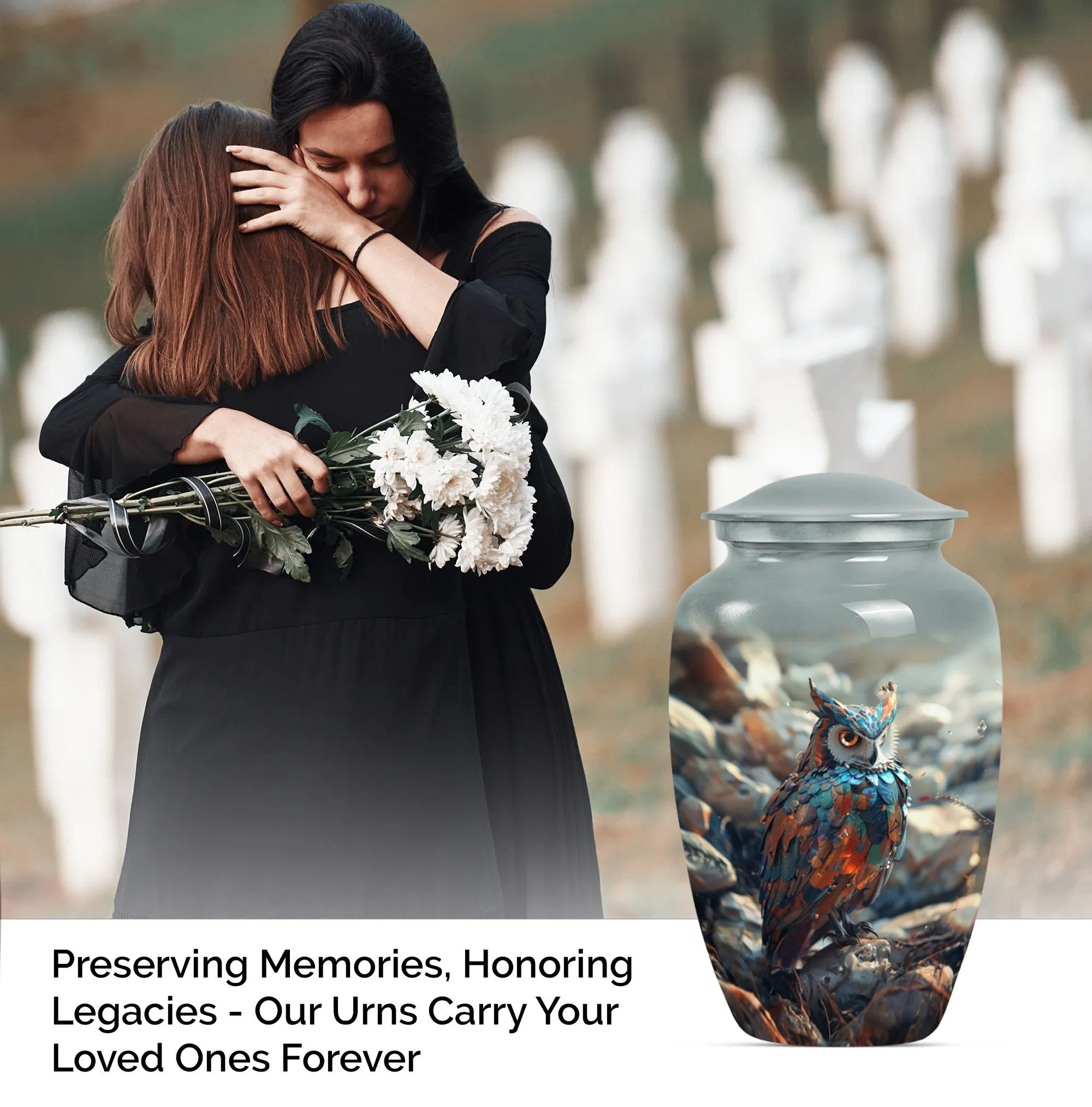 Timeless Owl Urn Tribute: Adult Male Memorial Ashes Keeper