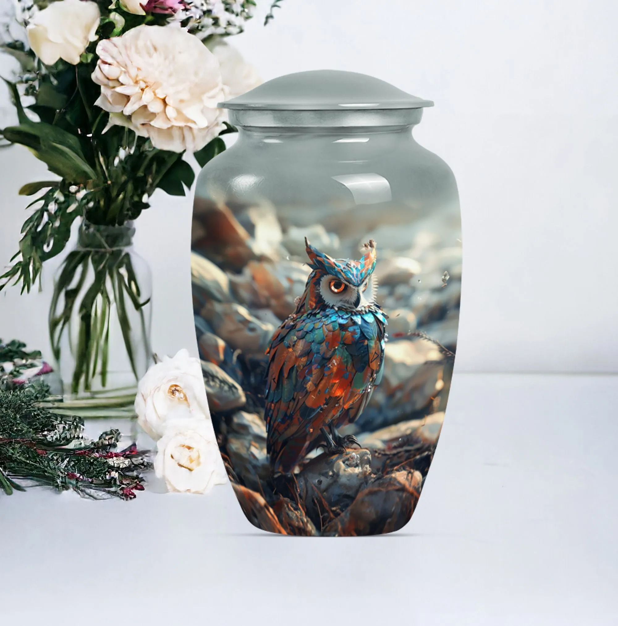 Timeless Owl Urn Tribute: Adult Male Memorial Ashes Keeper