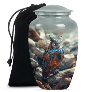 Timeless Owl Urn Tribute: Adult Male Memorial Ashes Keeper